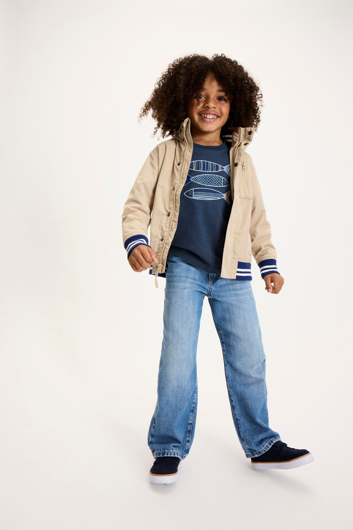 Gymboree,Boys,and Toddler Long Sleeve Embroidered Layered Top,Coastal Fish,6