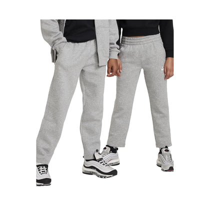 Nike Sportswear Club Fleece Big Kids' Open-Hem Pants (FD3010-063, Dark Grey Heather/Base Grey/White) Size Large