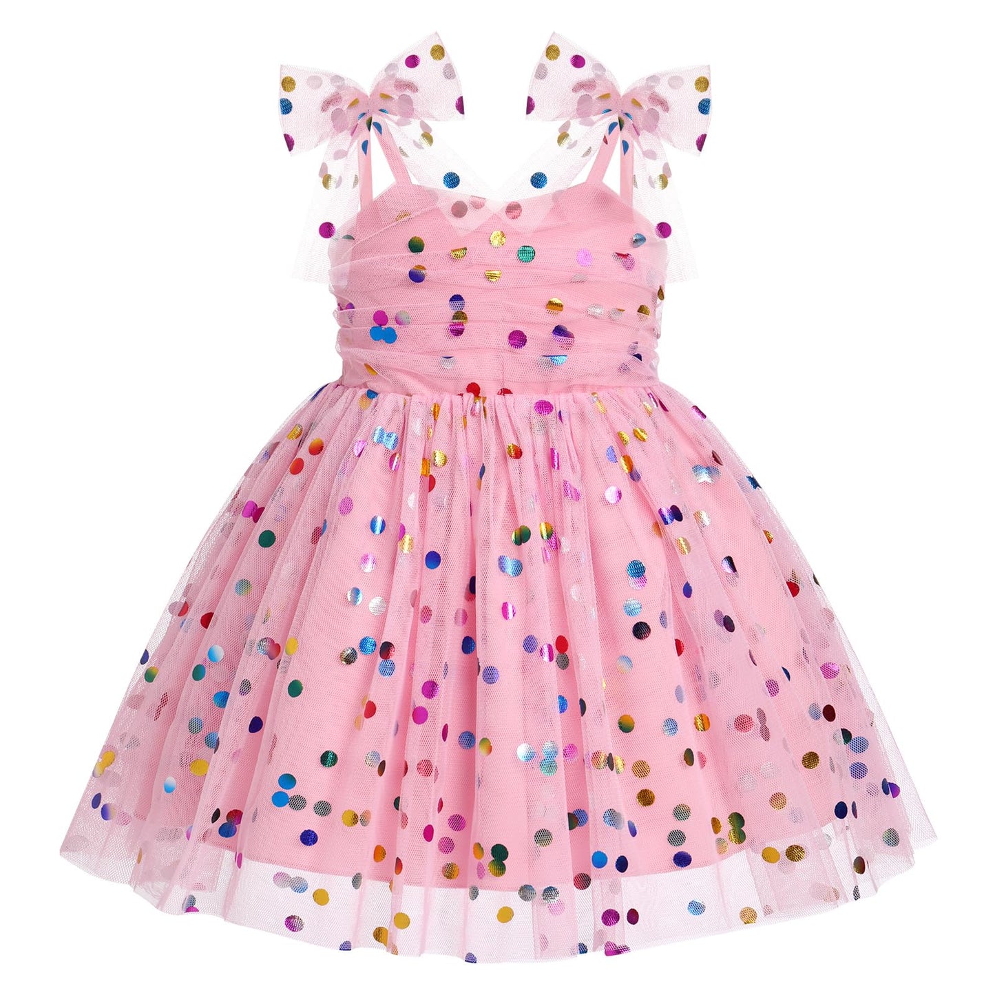 IMEKIS 3th 4th Birthday Girl Outfit: Third Fourth Birthday Dress for Girls Cake Smash Toddler Confetti Princess Dresses Party Pageant Gown Kids Easter Dresses Photoshoot Pink Sequin 3-4T