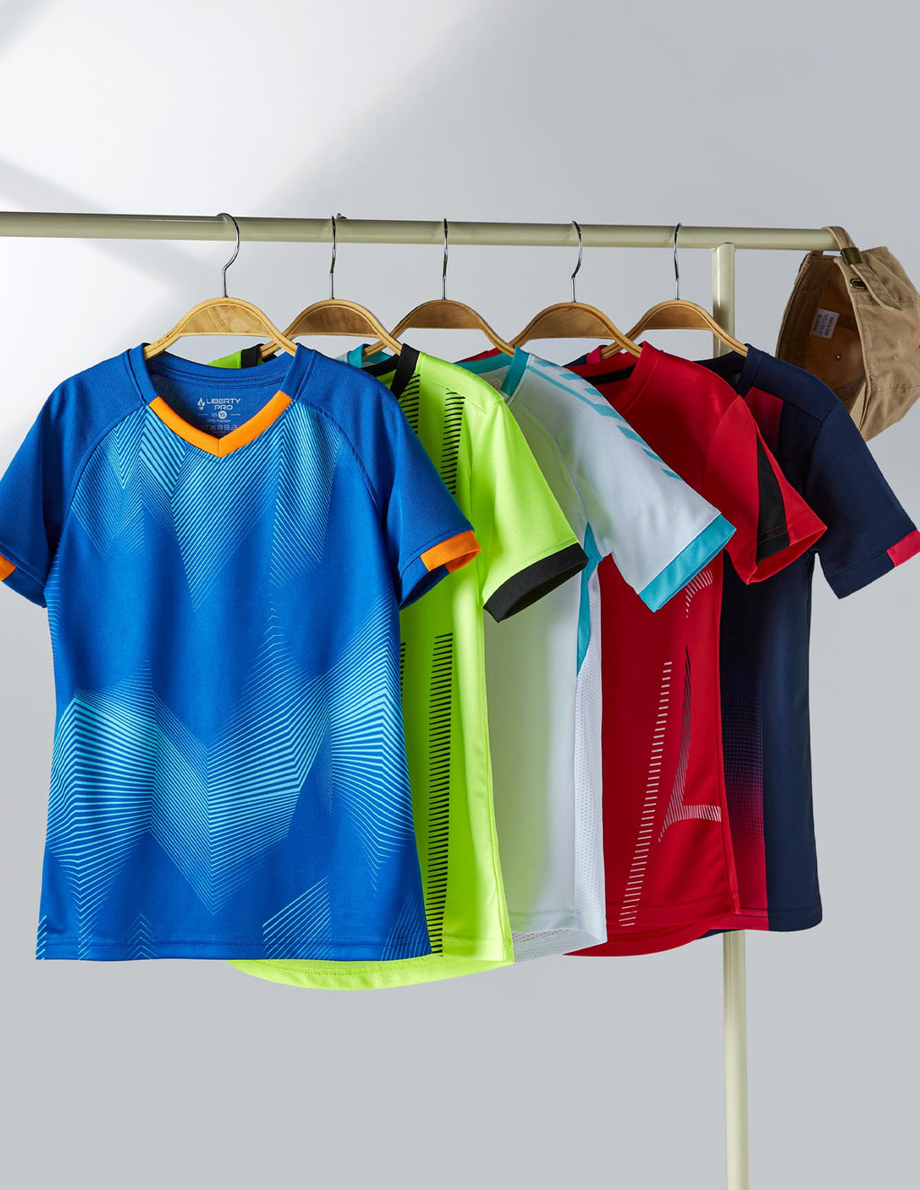5 Pack Boys Athletic T Shirts, Youth Kids Dry Fit Short Sleeve Tees Performance Tops Activewear Clothing Bulk (Set 4, Large)