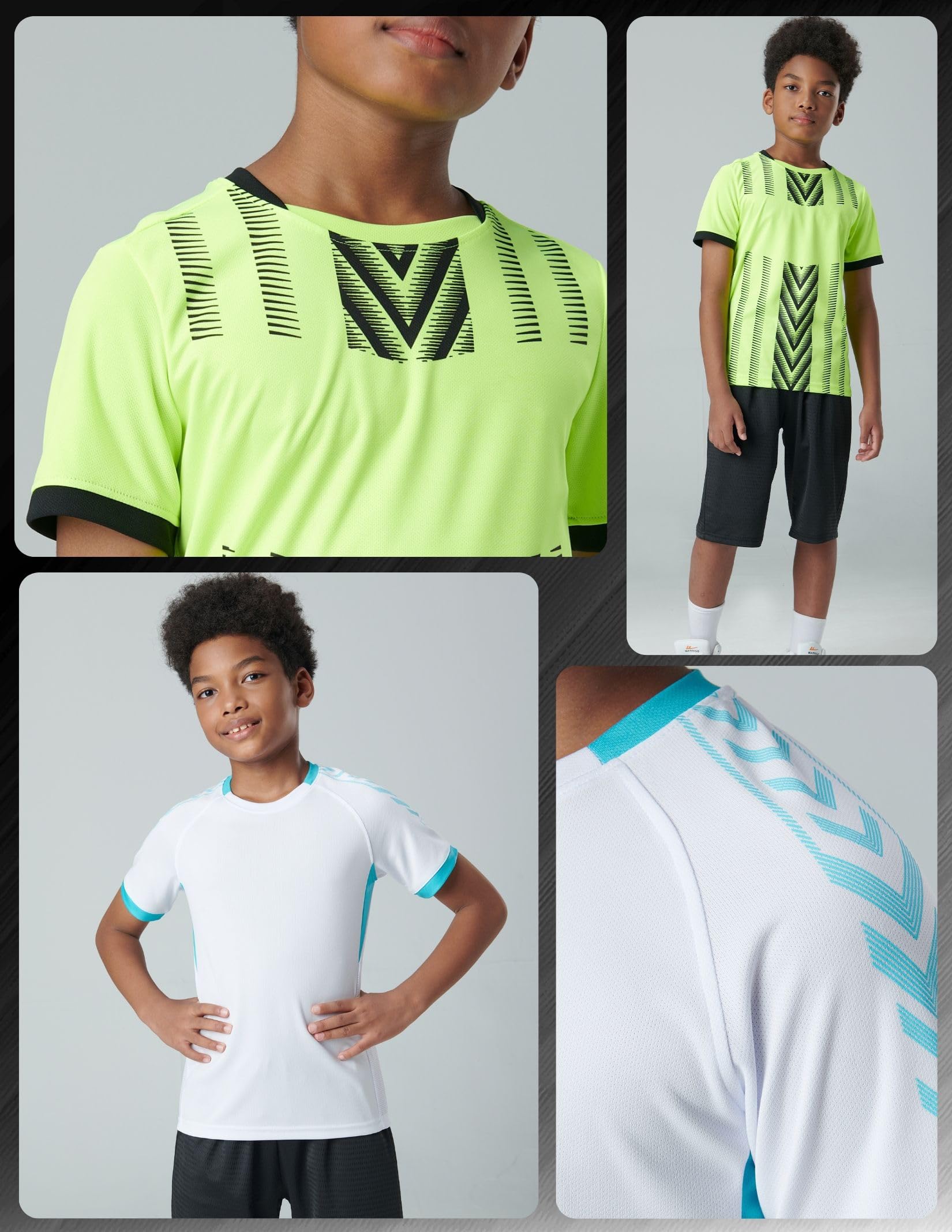 5 Pack Boys Athletic T Shirts, Youth Kids Dry Fit Short Sleeve Tees Performance Tops Activewear Clothing Bulk (Set 4, Large)