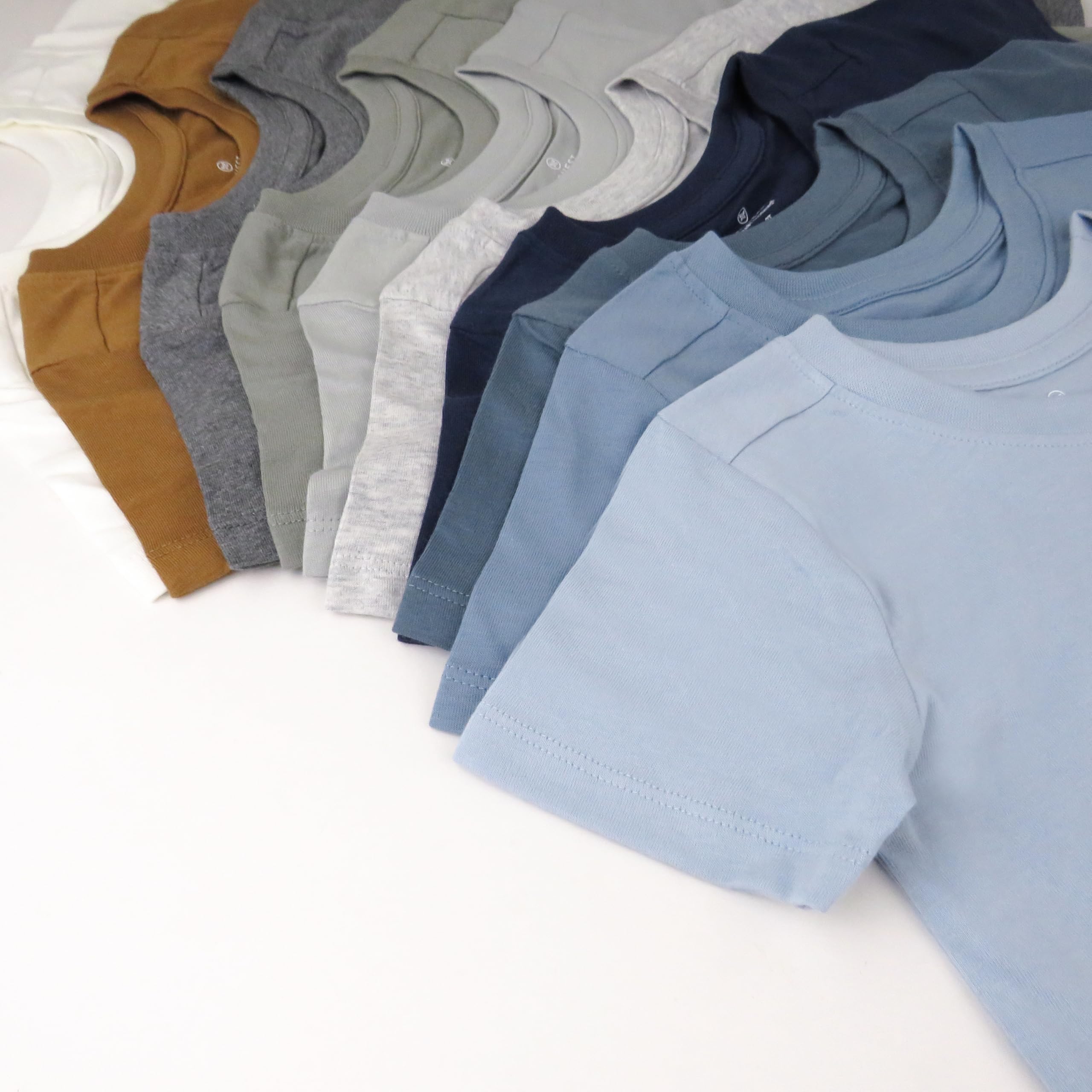 HonestBaby Unisex Baby 10-Pack 100% Organic Cotton Short Sleeve T-Shirts, Prep School Rebel Boy, 24 Months