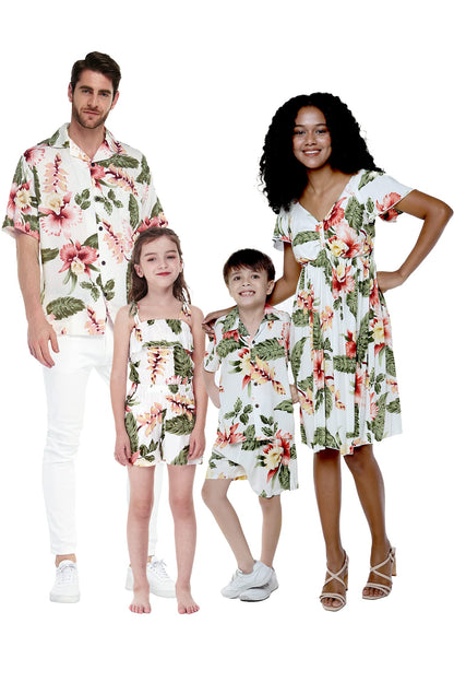 Matchable Family Hawaiian Luau Wrap Ruffle Dress, Cream Rafelsia, Women, Large