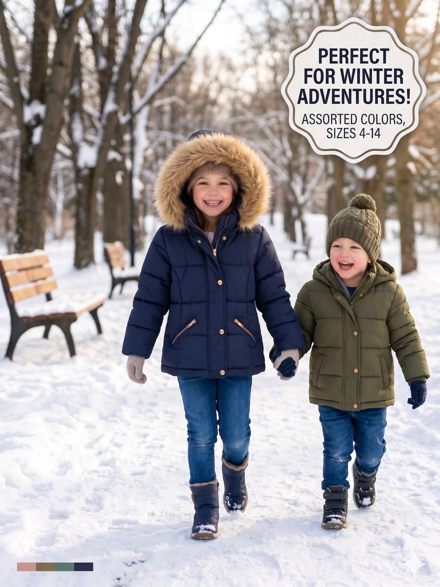 Girls Faux Fur Hooded Puffer Jackets 24-Pack