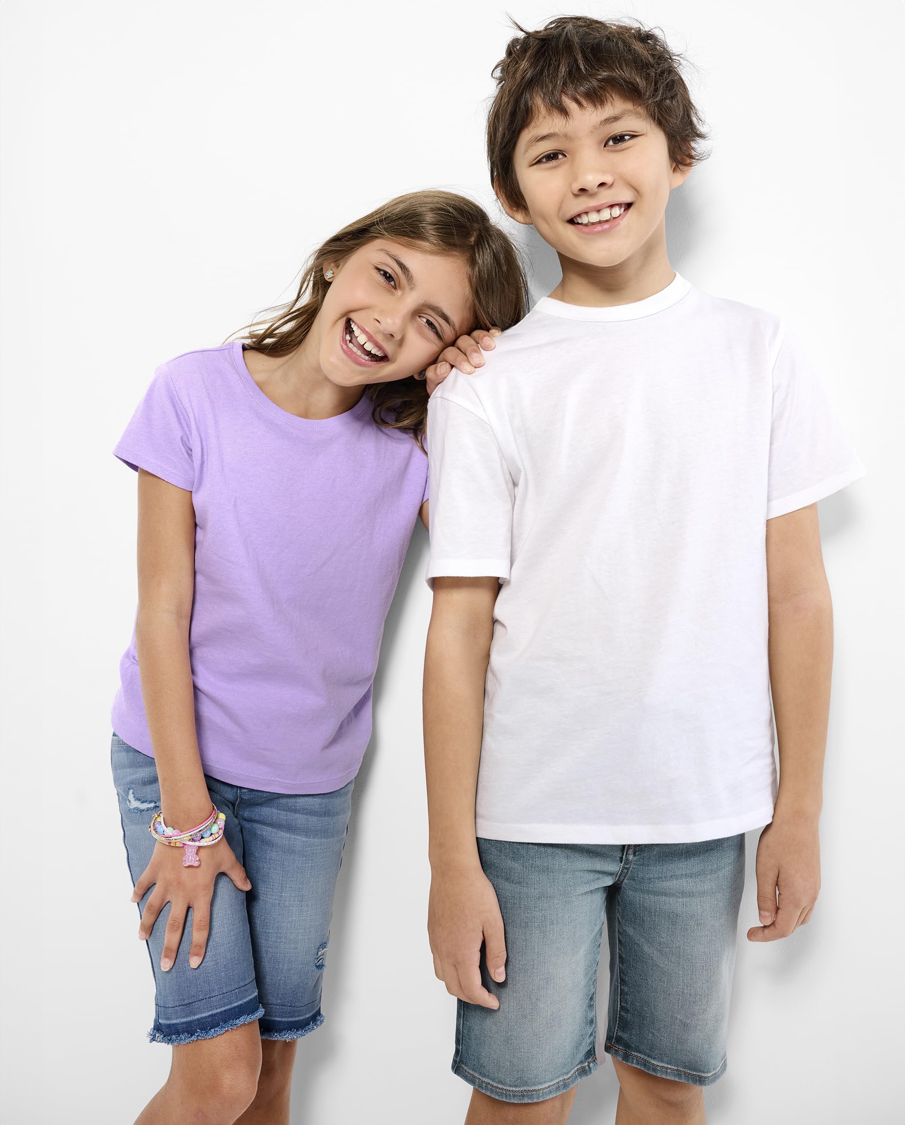 The Children's Place Girls Print Basic Layering Tees T-Shirt, Multi Color Shirt Tee 8-pack, XX-Large US