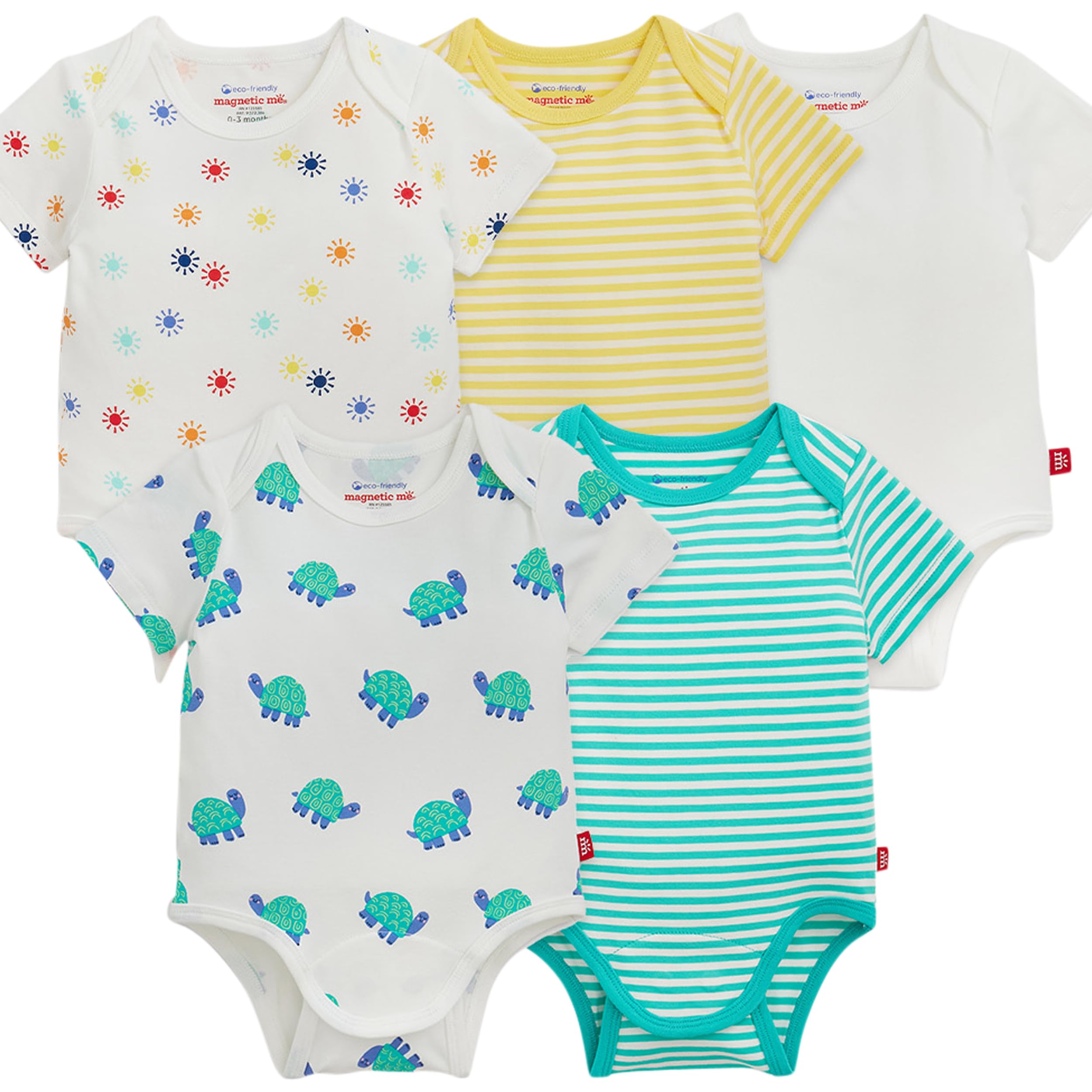 Cloudstretch 5-Pack Bundle | Magnetic Baby Bodysuits, Unisex - 2, 6-9 Months