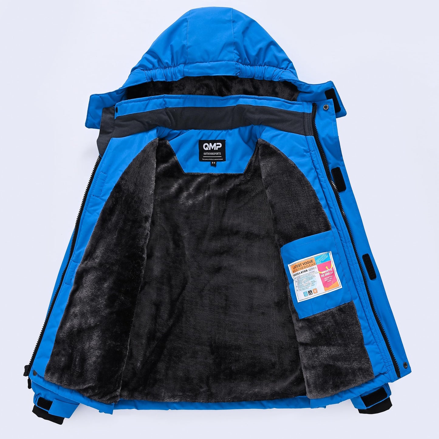 QMP Boys Winter Coat Jackets Snow Suit for Kids Rain Fleece Warm Waterproof Insulated Softshell Ski Snowboard Jackets for Girls Windproof with Zip Pockets Hoode Royal Blue 6-7