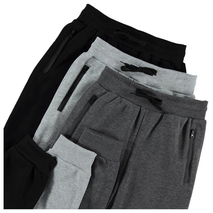 PURE CHAMP 3Pk Boys Sweatpants Fleece Athletic Workout Kids Clothes Boys Joggers with Zipper Pocket and Drawstring Size 4-20(SET1 Size 8)