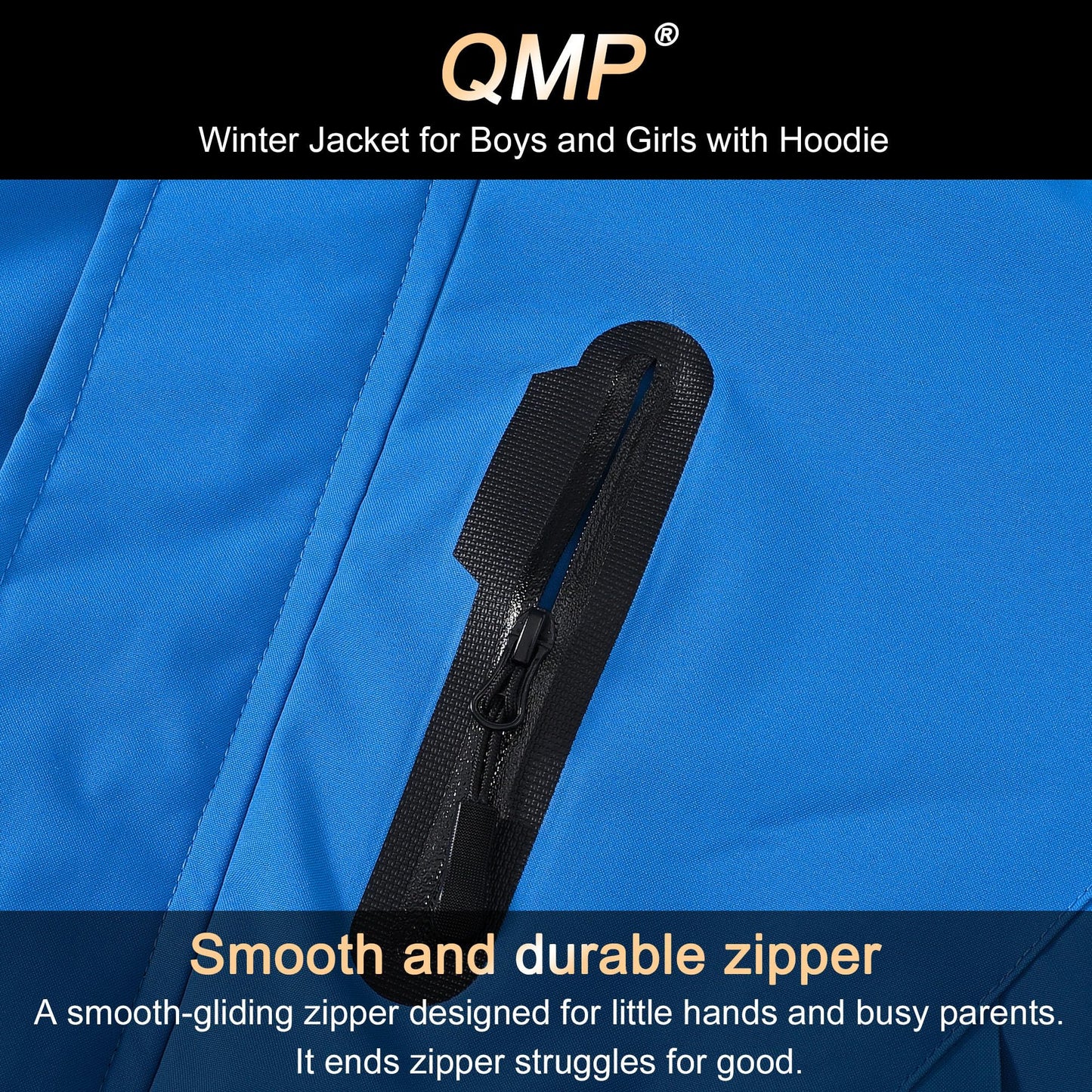 QMP Boys Winter Coat Jackets Snow Suit for Kids Rain Fleece Warm Waterproof Insulated Softshell Ski Snowboard Jackets for Girls Windproof with Zip Pockets Hoode Royal Blue 6-7