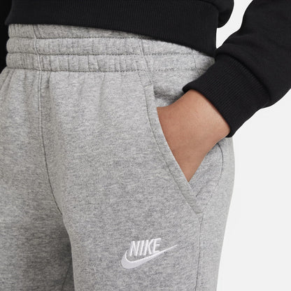 Nike Sportswear Club Fleece Big Kids' Open-Hem Pants (FD3010-063, Dark Grey Heather/Base Grey/White) Size Large