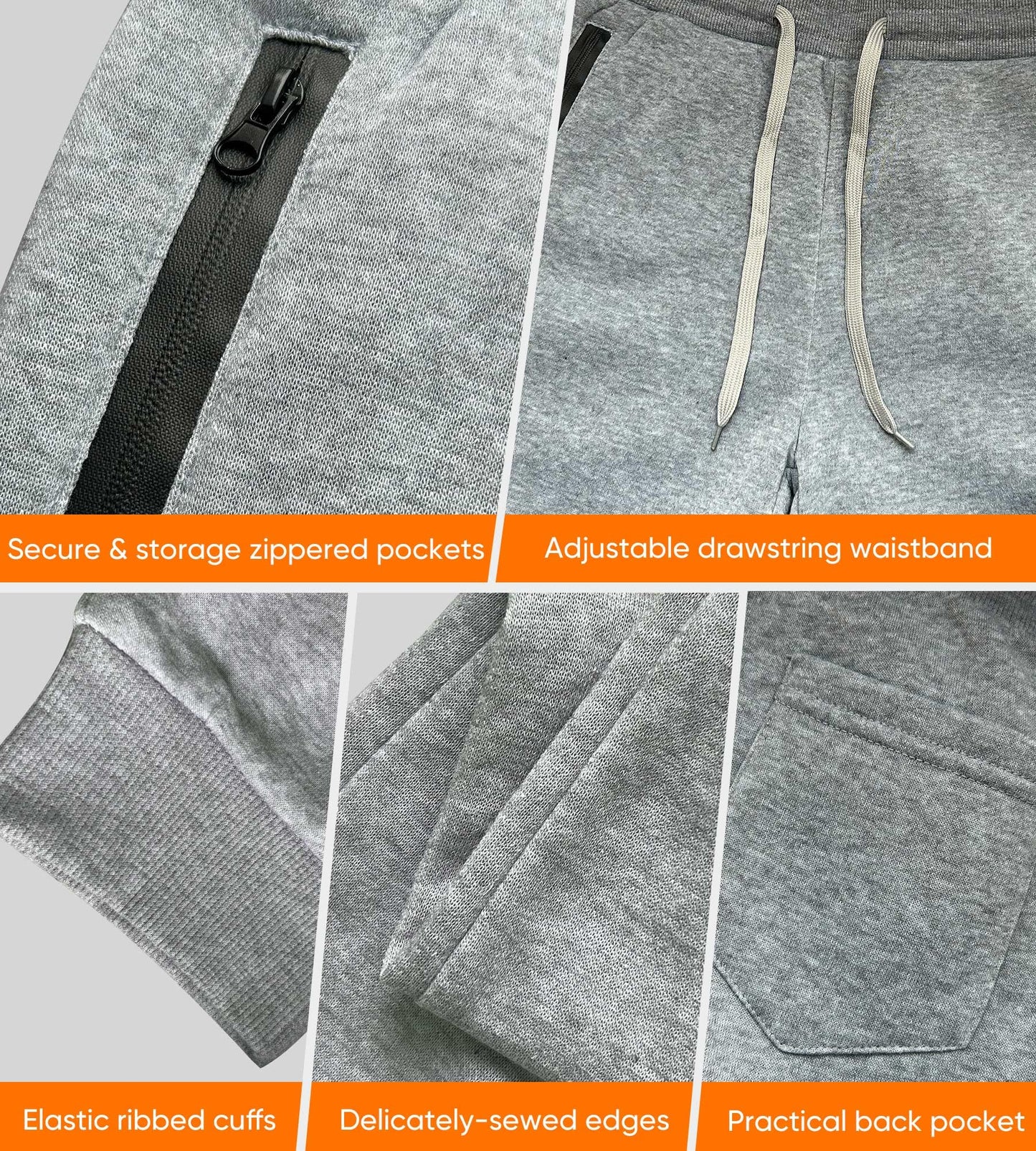 WHITE PEAK TRADING COMPANY Boys Athletic Sweatpants, 3 Pack Kids Fleece Casual Jogger Pants with Zipper Pockets Size 4-20