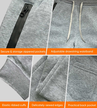 WHITE PEAK TRADING COMPANY Boys Athletic Sweatpants, 3 Pack Kids Fleece Casual Jogger Pants with Zipper Pockets Size 4-20